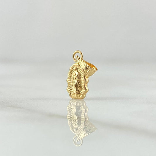 Dije Virgen Guadalupe Silueta 0.3gr / 1.5cm / Cargador Bordeado Oro Amarillo 18K