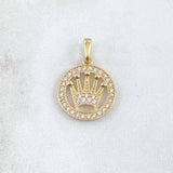 Dije Circulo Corona RX 2.3gr / 2.2cm / Circones Blancos Oro Amarillo 18K
