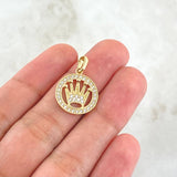 Dije Circulo Corona RX 2.3gr / 2.2cm / Circones Blancos Oro Amarillo 18K