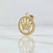 Dije Circulo Corona RX 2.3gr / 2.2cm / Circones Blancos Oro Amarillo 18K