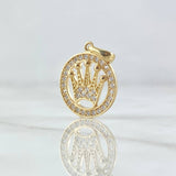 Dije Circulo Corona RX 2.3gr / 2.2cm / Circones Blancos Oro Amarillo 18K