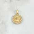 Dije Corona RX Circulo 2.65gr / 2.2cm / Enrejado Circulo Blancos Oro Amarillo 18K