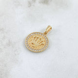 Dije Corona RX Circulo 2.65gr / 2.2cm / Enrejado Circulo Blancos Oro Amarillo 18K