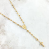 Rosario GC Virgen Milagrosa Crúz Cristo Tres Puntas 5.75gr / 55cm / 3mm-4mm Liso Oro Amarillo 18K