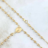 Rosario GC Virgen Milagrosa Crúz Cristo Tres Puntas 5.2gr / 50cm / 3mm-4mm Liso Oro Amarillo 18K