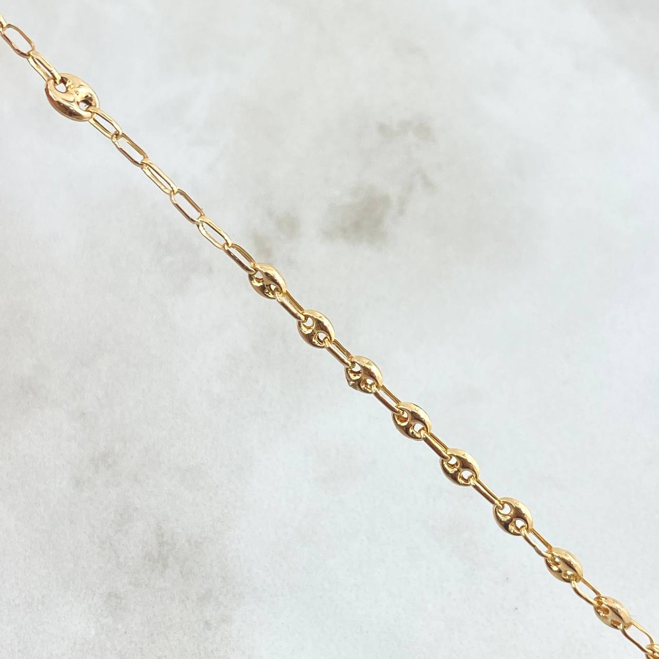 Rosario GC Virgen Milagrosa Cruz Tres Puntas 5.45gr / 50cm / 3mm-4mm Liso Oro Amarillo 18K ©