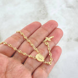 Rosario GC Virgen Milagrosa Cruz Tres Puntas 5.5gr / 50cm / 3mm-4mm Liso Oro Amarillo 18K ©