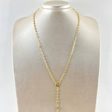 Rosario GC Virgen Milagrosa Cruz Tres Puntas 5.4gr / 50cm / 3mm-4mm Liso Oro Amarillo 18K *