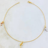Tobillera Aro Seguido Delfines 2.05gr / 25cm / Tres Oros 18K