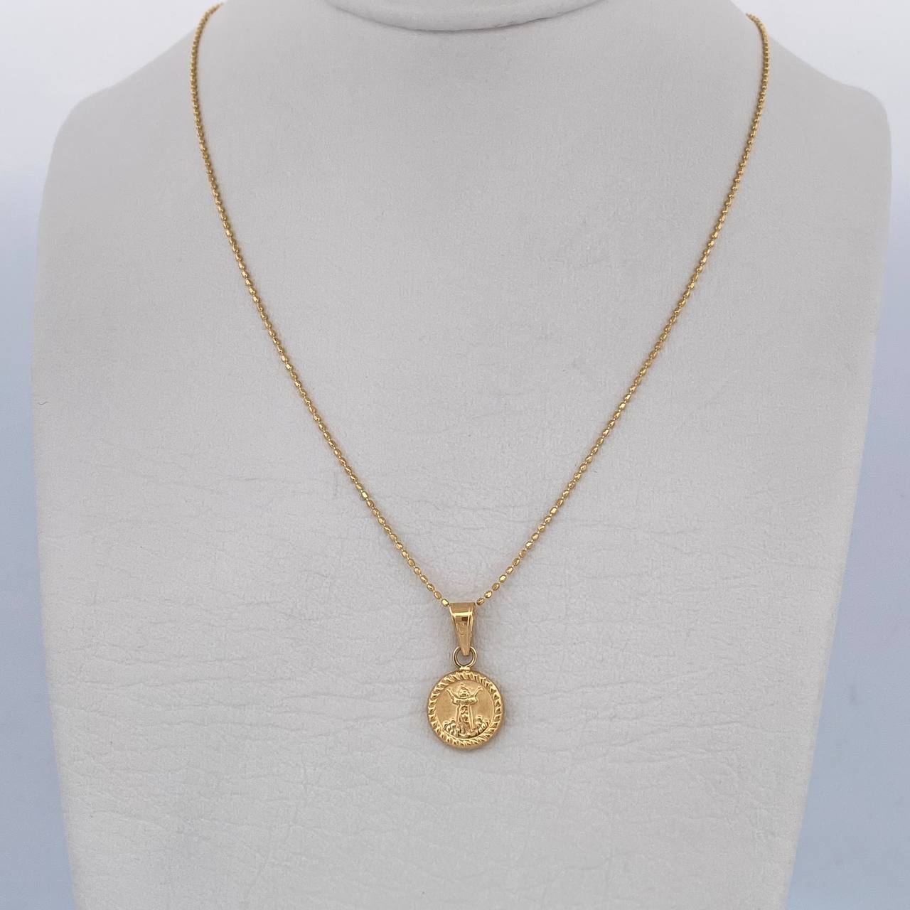 Set Cadena Militar /1.35gr/45cm/0.6mm + Dije Divino Niño/0.5gr/2.0cm Troquelado  Oro 18K (Oferta) &