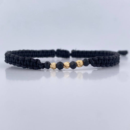Pulsera Negra Rondela 0.15gr / Oro 18K &
