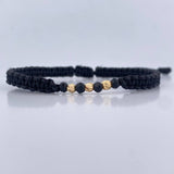 Pulsera Negra Rondela 0.15gr / Oro 18K &