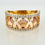 Anillo Trío Coronas Tupidas 4.25gr / T7 3/4 / Tres Oros 18K *