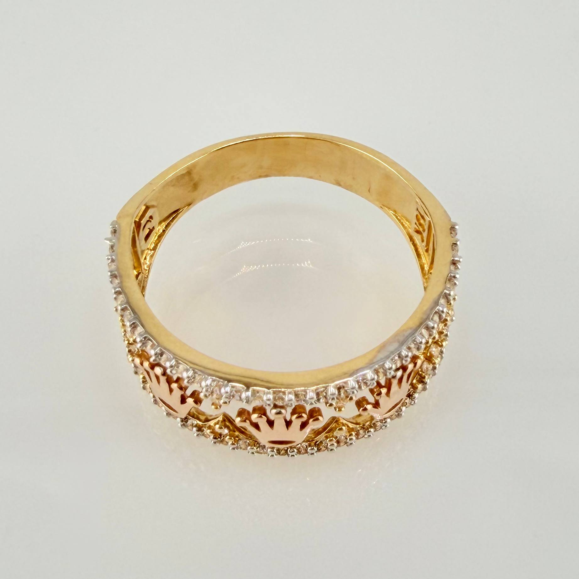 Anillo Trío Coronas Tupidas 4.25gr / T7 3/4 / Tres Oros 18K *
