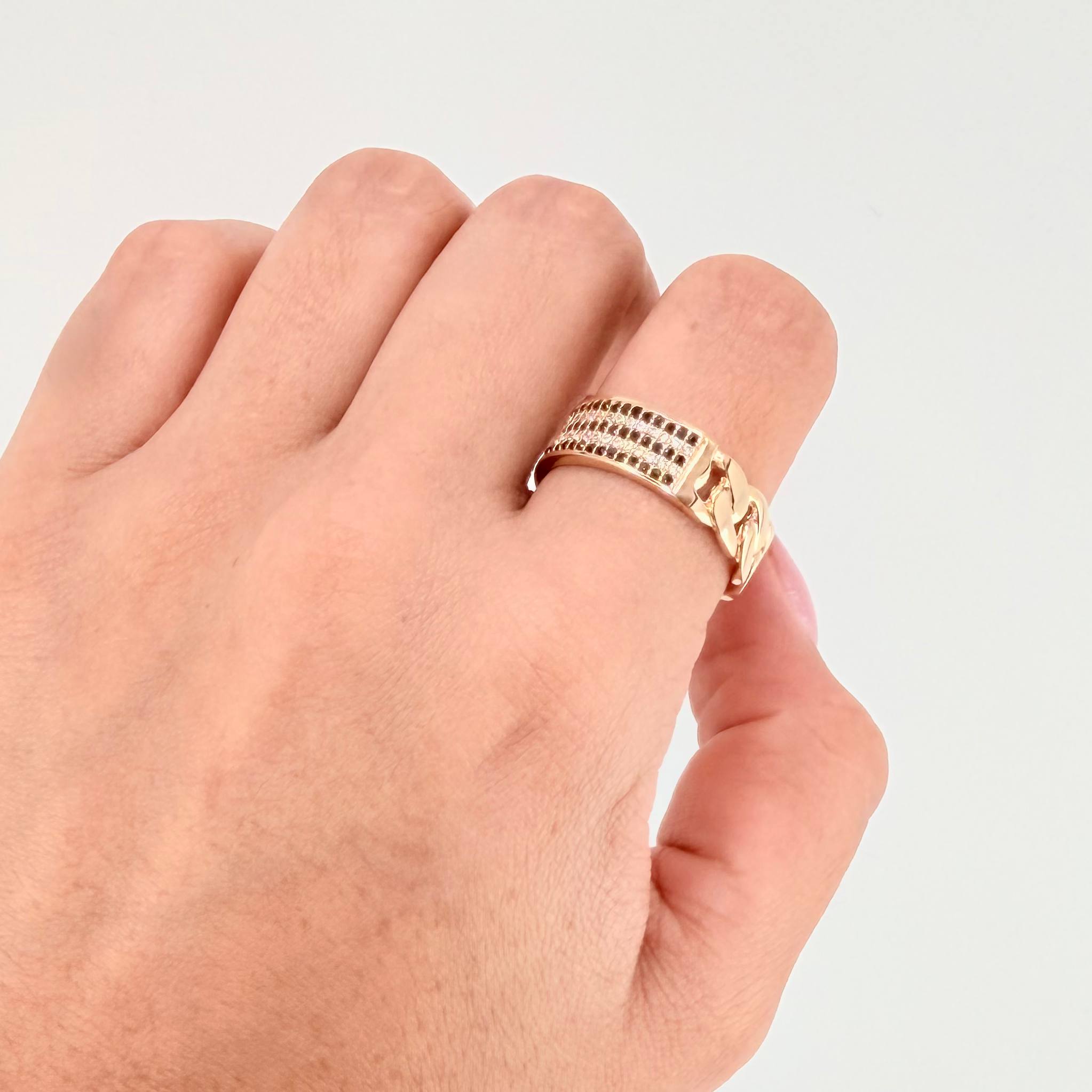 Anillo Cubano Parcial 5.95gr / T9 1/2 / Oro Amarillo 18K *