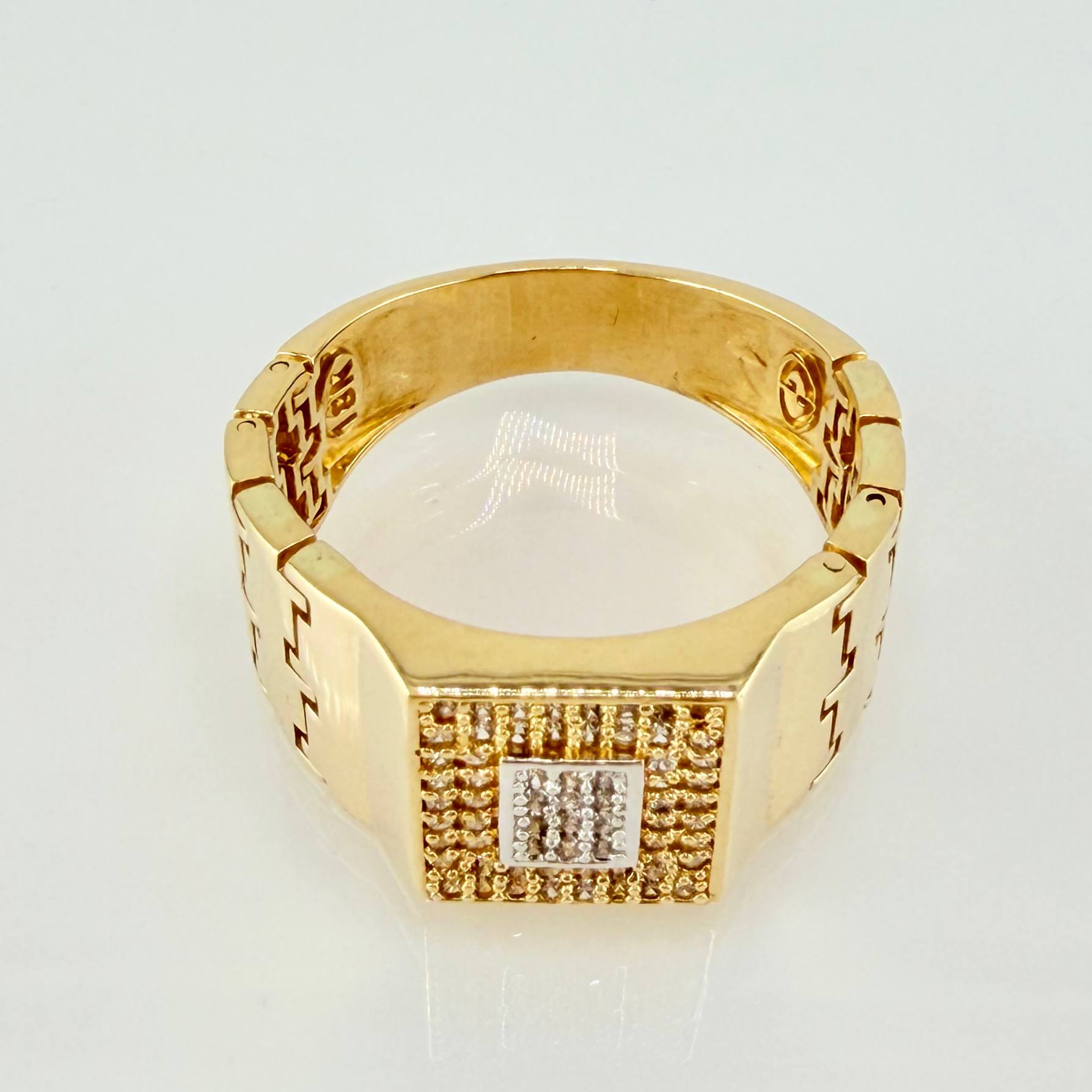 Anillo Correa Movil Tupido 10.45gr / T11 1/2 / Dos Oros Amarillo Blanco 18K *