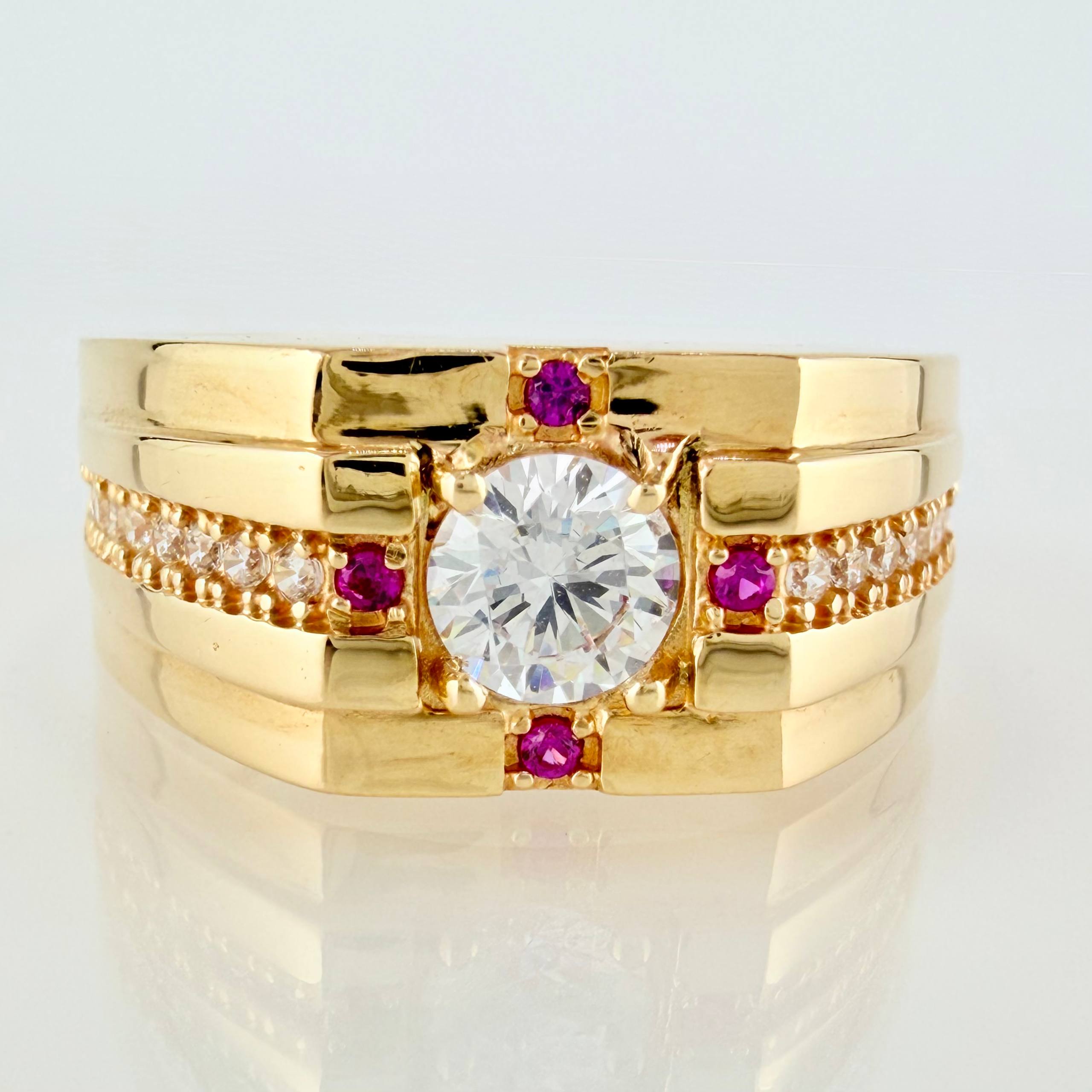 Anillo Solaris Incrustado 7.1gr / T10 / Oro Amarillo 18K *