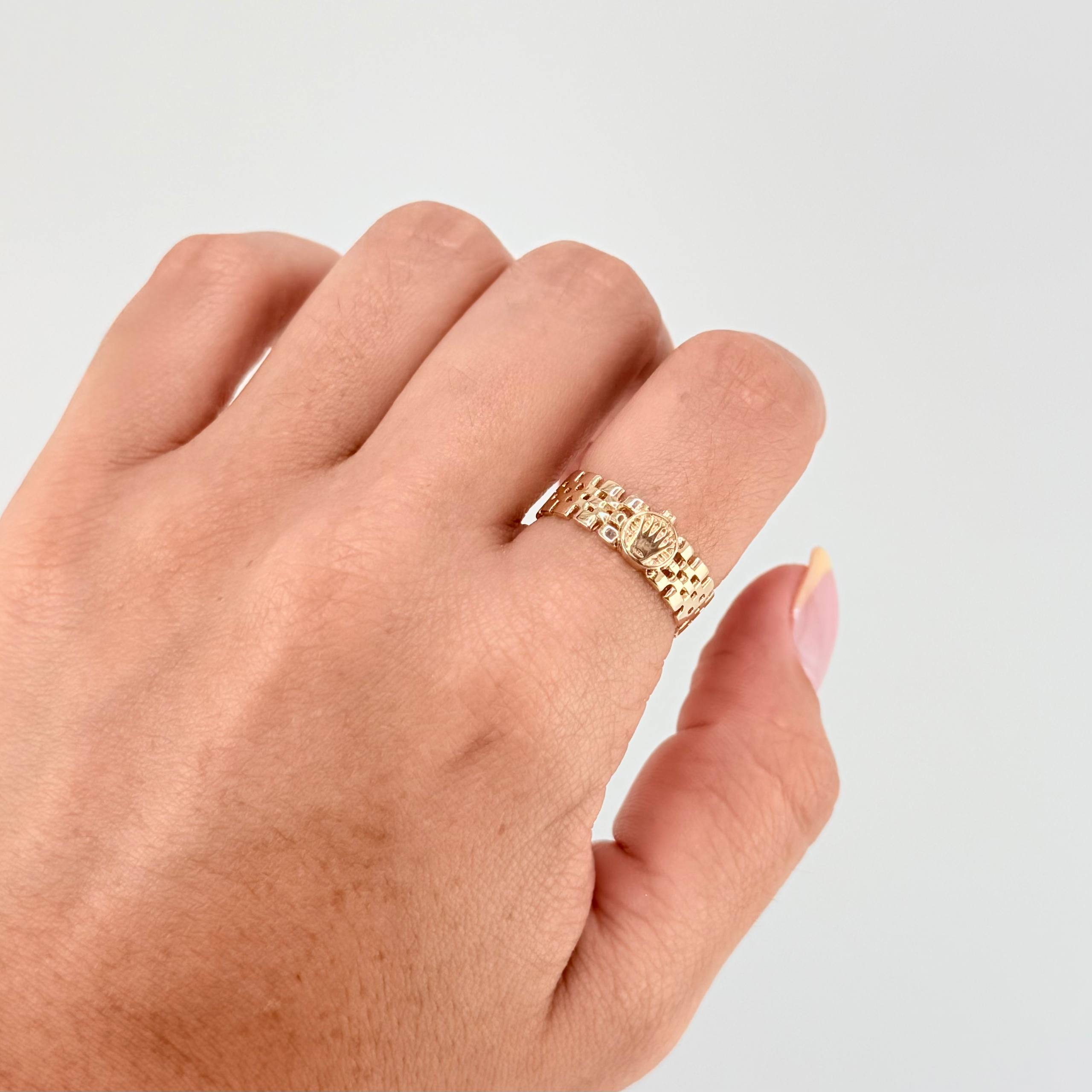 Anillo Correa Corona 3.25gr / T7 1/2 / Oro Amarillo 18K ©