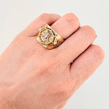 Anillo Rostro Jesus 11.45gr / T9 3/4 / Dos Oros Amarillo Blanco 18K ©