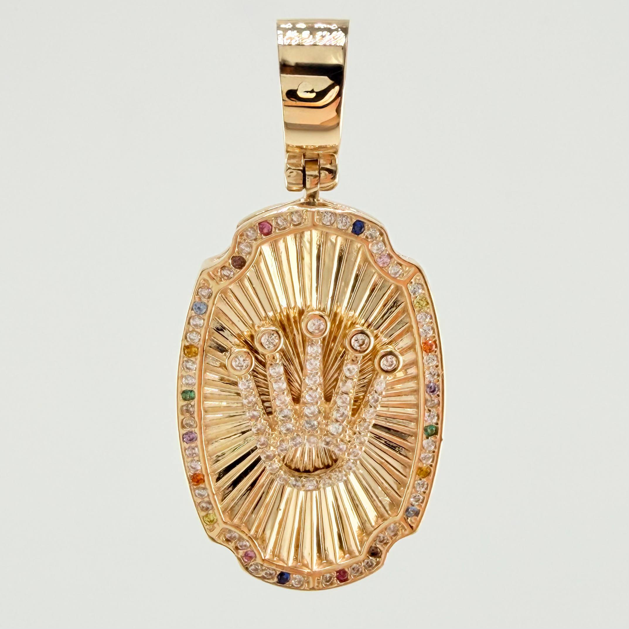 Dije Virge Guadalupe Doble Faz 17gr / 4.5cm / Oro Amarillo 18K *