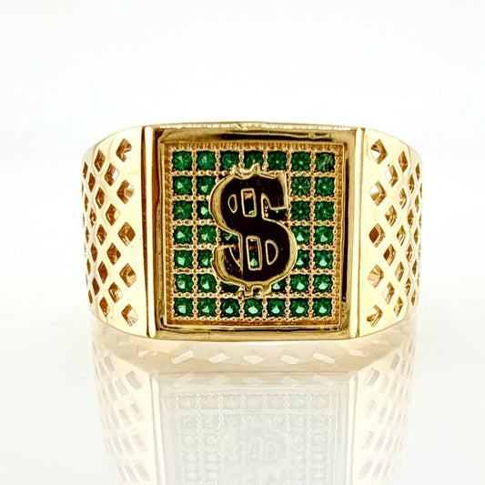 Anillo Sello Signo Dólar 6gr / T9 1/4 / Oro Amarillo 18K ©