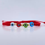 Pulsera Roja Ojos Turcos 0.15gr / Oro 18K &