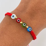 Pulsera Roja Ojos Turcos 0.15gr / Oro 18K &