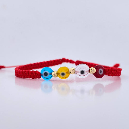Pulsera Roja Ojos Turcos 0.15gr / Oro 18K &