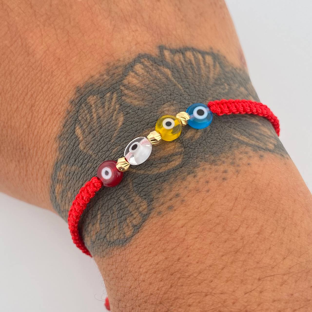 Pulsera Roja Ojos Turcos 0.15gr / Oro 18K &