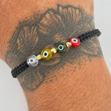 Pulsera Negra Ojos Turcos 0.15gr / Oro 18K &