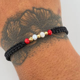 Pulsera Negra Rondela 0.15gr / Oro 18K &
