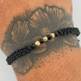Pulsera Negra Rondela 0.15gr / Oro 18K &