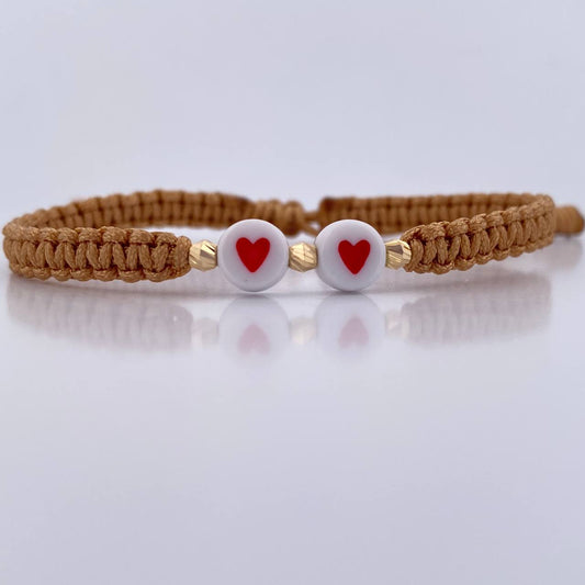 Pulsera Beige Corazones 0.15gr / Oro 18K &