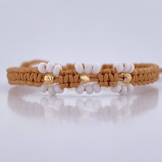 Pulsera Beige Mostacilla 0.15gr / Oro 18K &