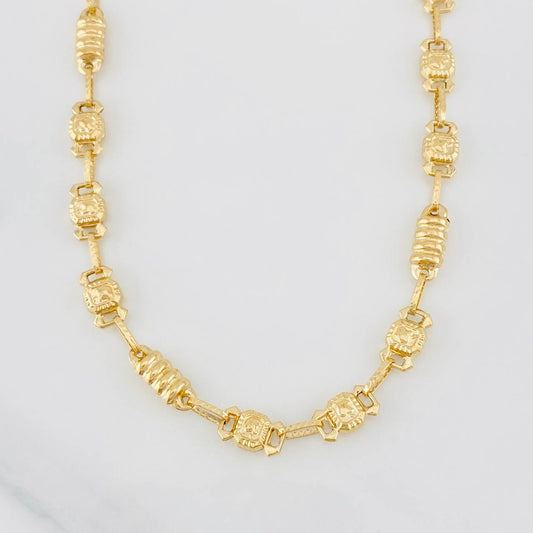 Cadena Rustica Barril Rayado 13.15g / 60cm / 4.6mm Oro Amarillo 18K