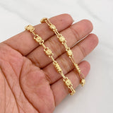 Cadena Rustica Barril Rayado 13.15g / 60cm / 4.6mm Oro Amarillo 18K