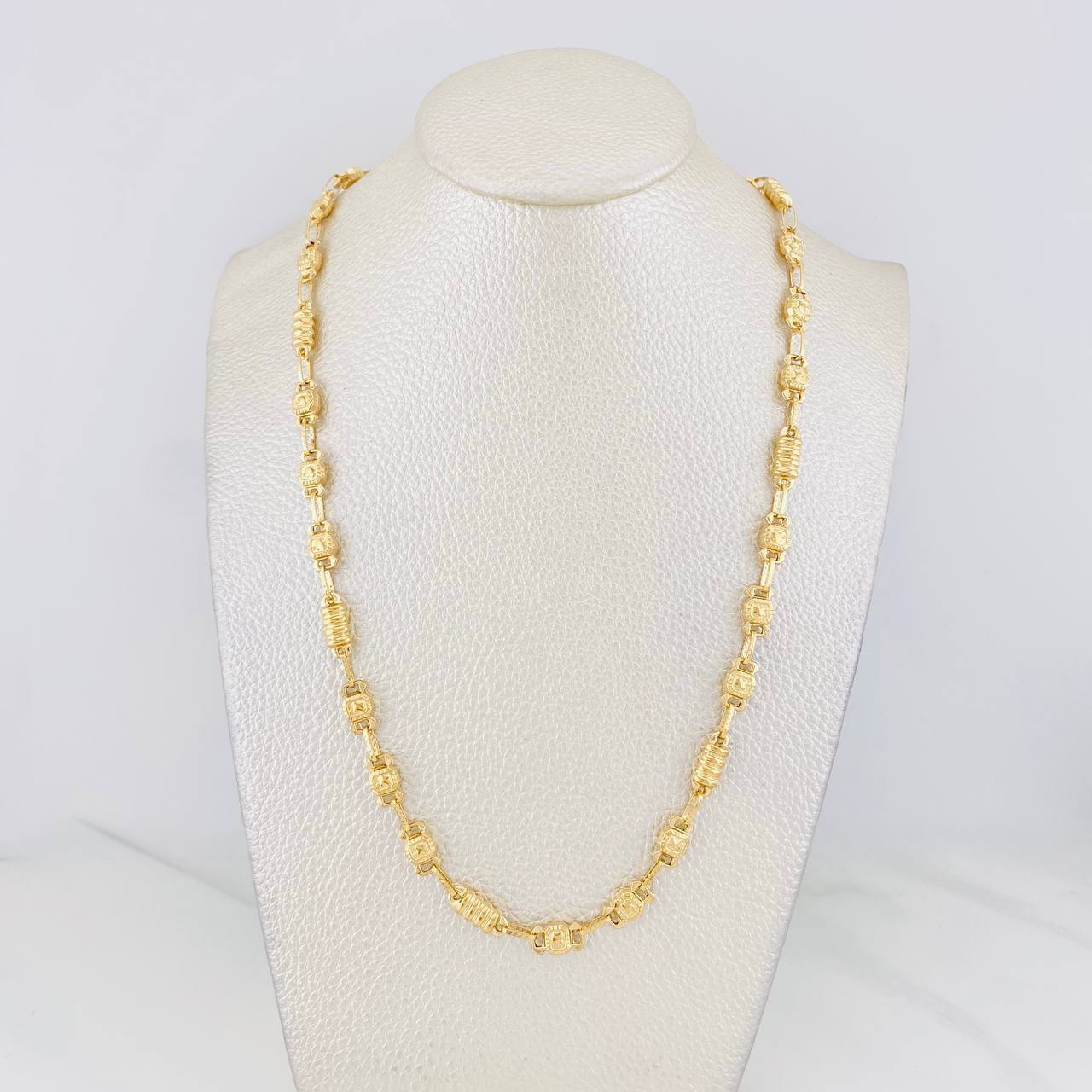 Cadena Rustica Barril Rayado 13.15g / 60cm / 4.6mm Oro Amarillo 18K