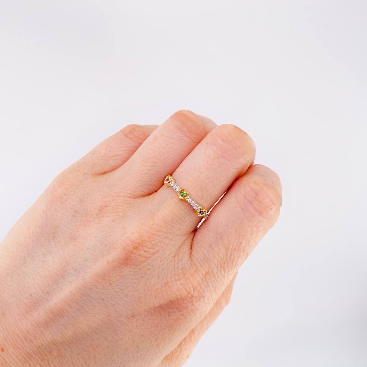 Anillo Trio De Corazones 2.05 g / T7 1/2 Oro Amarillo 18K