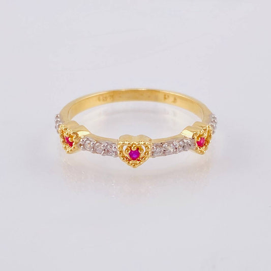 Anillo Trio De Corazones 1.95 g / T7 Oro Amarillo 18K