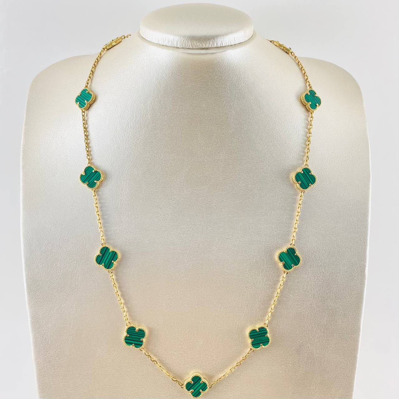 Cadena Aro seguido Trebol Verde 27.8gr / 60cm / Oro Amarillo Nac.Esp. 18K ©