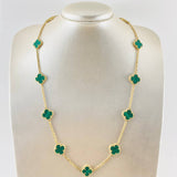 Cadena Aro seguido Trebol Verde 27.8gr / 60cm / Oro Amarillo Nac.Esp. 18K ©