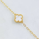 Cadena Aro Seguido Trebol Blanco 8.55gr / 50cm / Oro Amarillo Nac.Esp. 18K ©