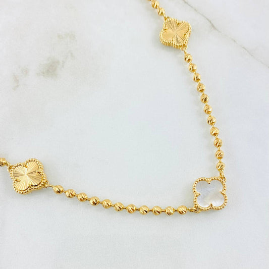 Cadena Militar Trebol Blanco 19.15gr / 45cm / Oro Amarillo Nac.Esp. 18K ©