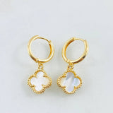 Candongas Trebol Blanco 5.8gr / 3cm / Oro Amarillo Nac.Esp. 18K