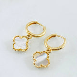 Candongas Trebol Blanco 5.8gr / 3cm / Oro Amarillo Nac.Esp. 18K