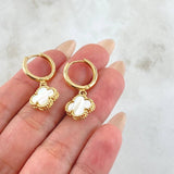 Candongas Trebol Blanco 5.8gr / 3cm / Oro Amarillo Nac.Esp. 18K