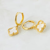 Candongas Trebol Blanco 5.8gr / 3cm / Oro Amarillo Nac.Esp. 18K