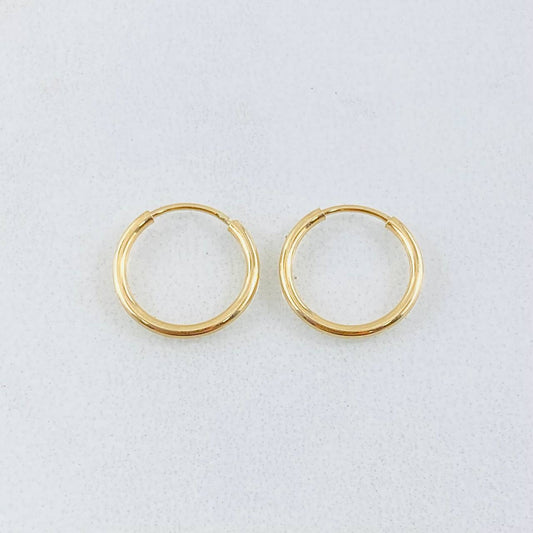 Candongas Aro Liso 0.65gr / 1.4cm / Oro Amarillo 18K