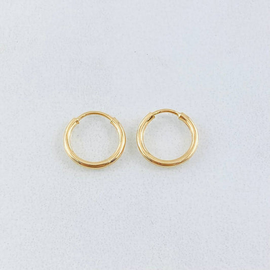 Candongas Mini Aro Liso 0.45gr / 1.1cm / Oro Amarillo 18K *