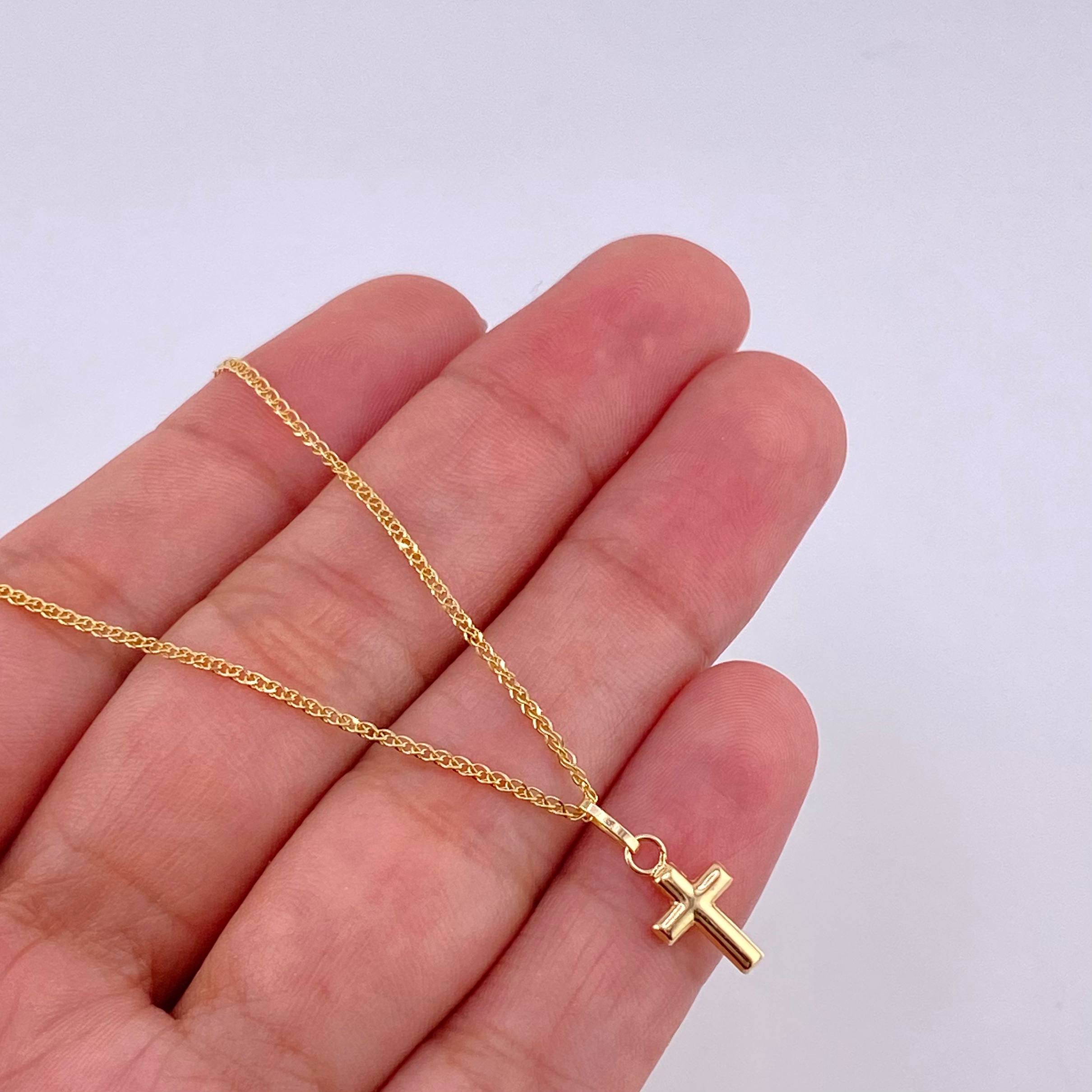 Set Cadena Garibaldi + Dije Cruz / 1.75 g / 45.5 cm Oro Amarillo 18K